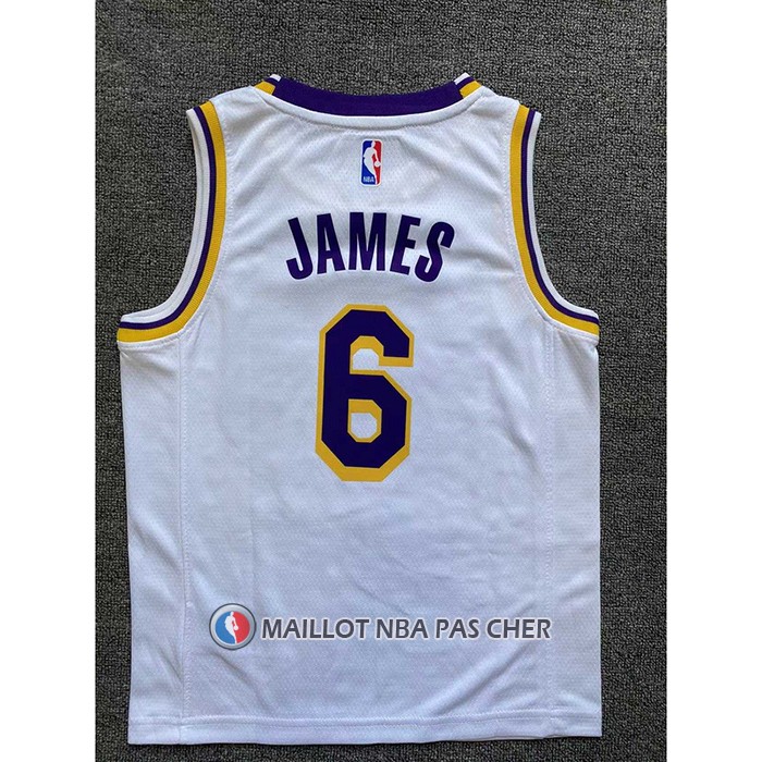 Maillot Enfant Los Angeles Lakers LeBron James NO 6 Association 2022-23 Blanc